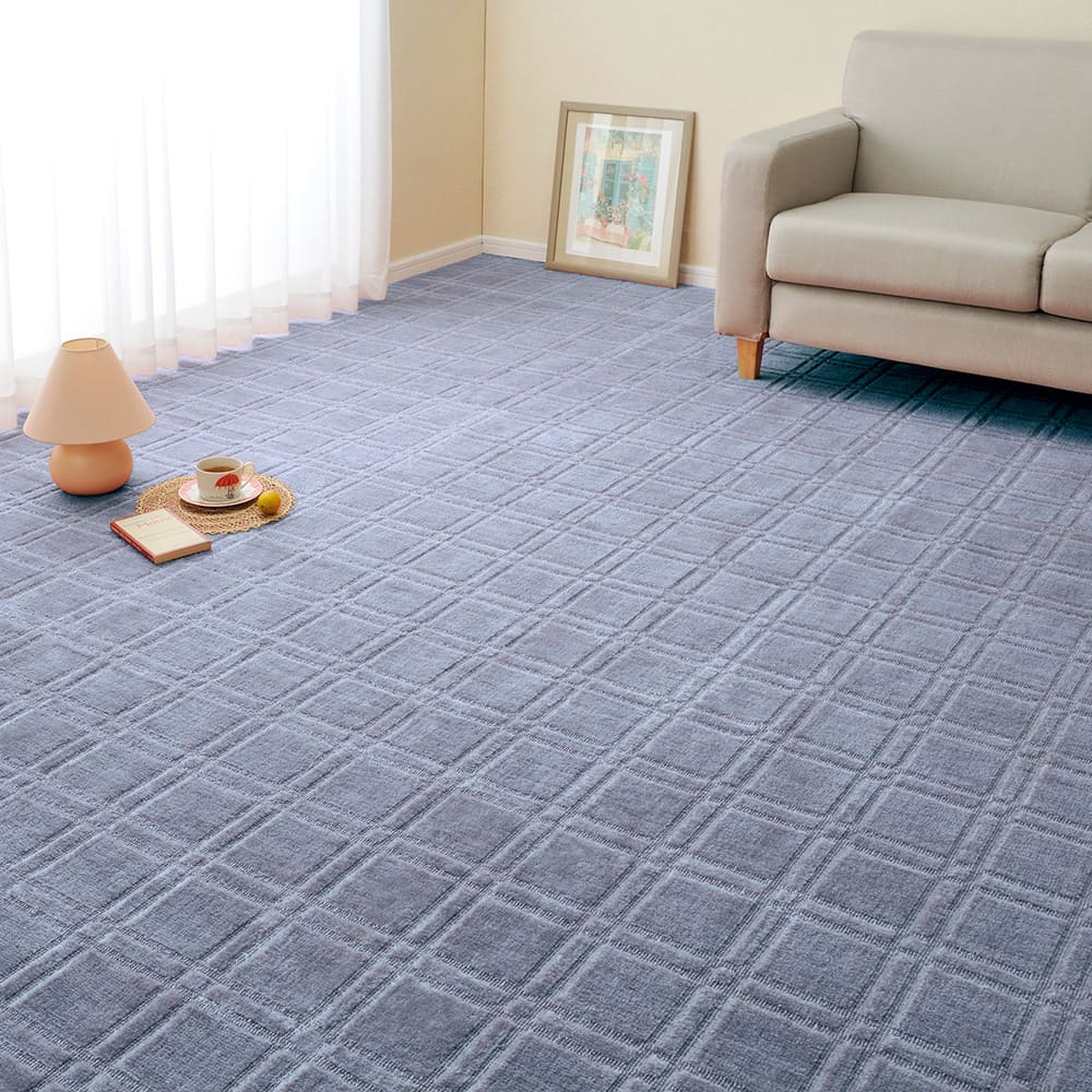 抗菌・防臭加工の平織カーペット シオン 江戸間10畳 ブルー メーカー直送 ▼返品・キャンセル不可【他商品との同時購入不可】