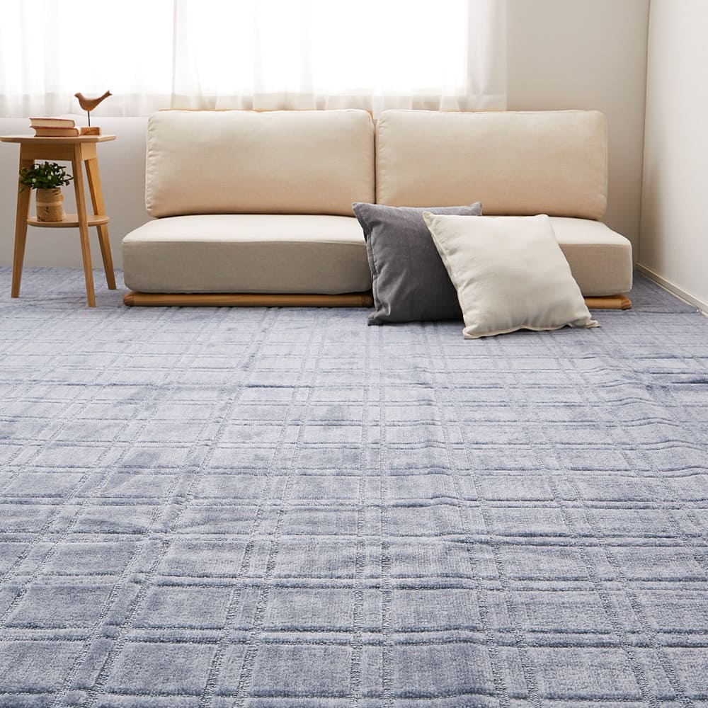 抗菌・防臭加工の平織カーペット シオン 本間2畳 ブルー メーカー直送 ▼返品・キャンセル不可【他商品との同時購入不可】