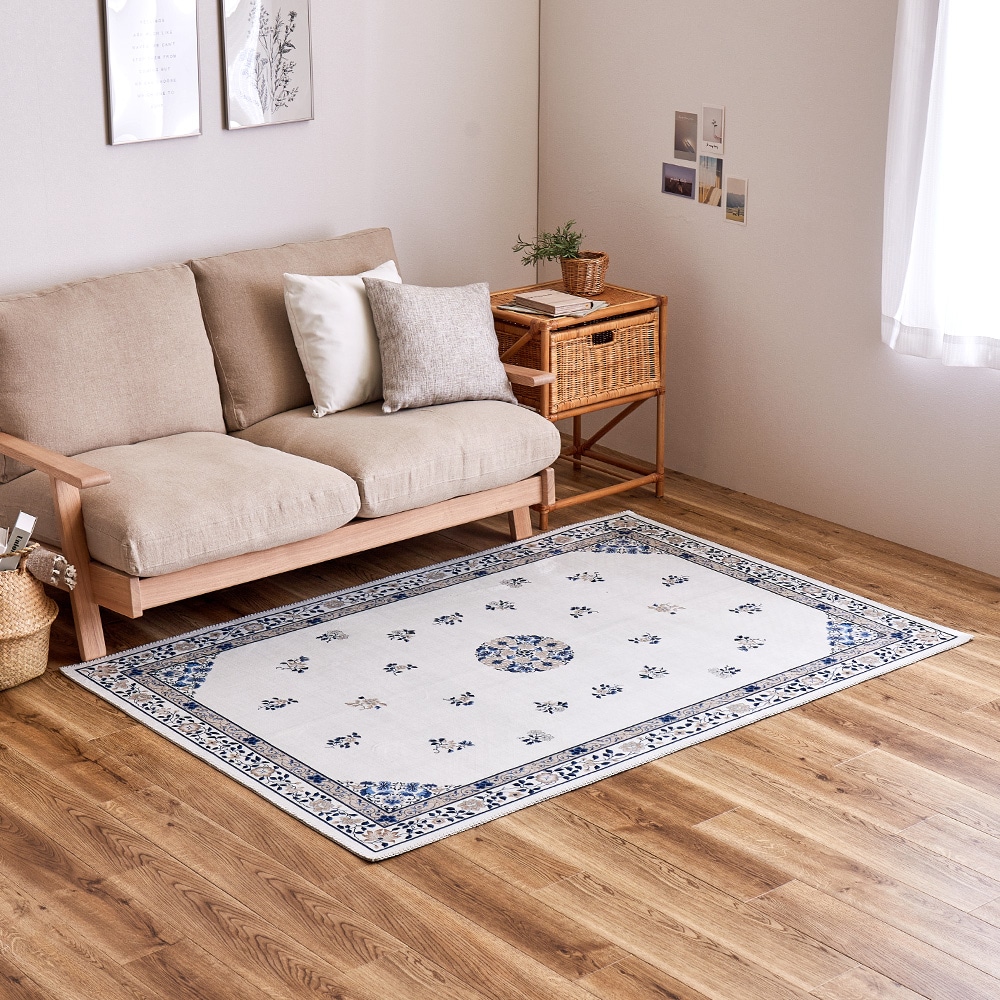 シノワズリデザインラグ ミュゲ 130×190cm アイボリー メーカー直送▼返品・キャンセル不可【他商品との同時購入不可】