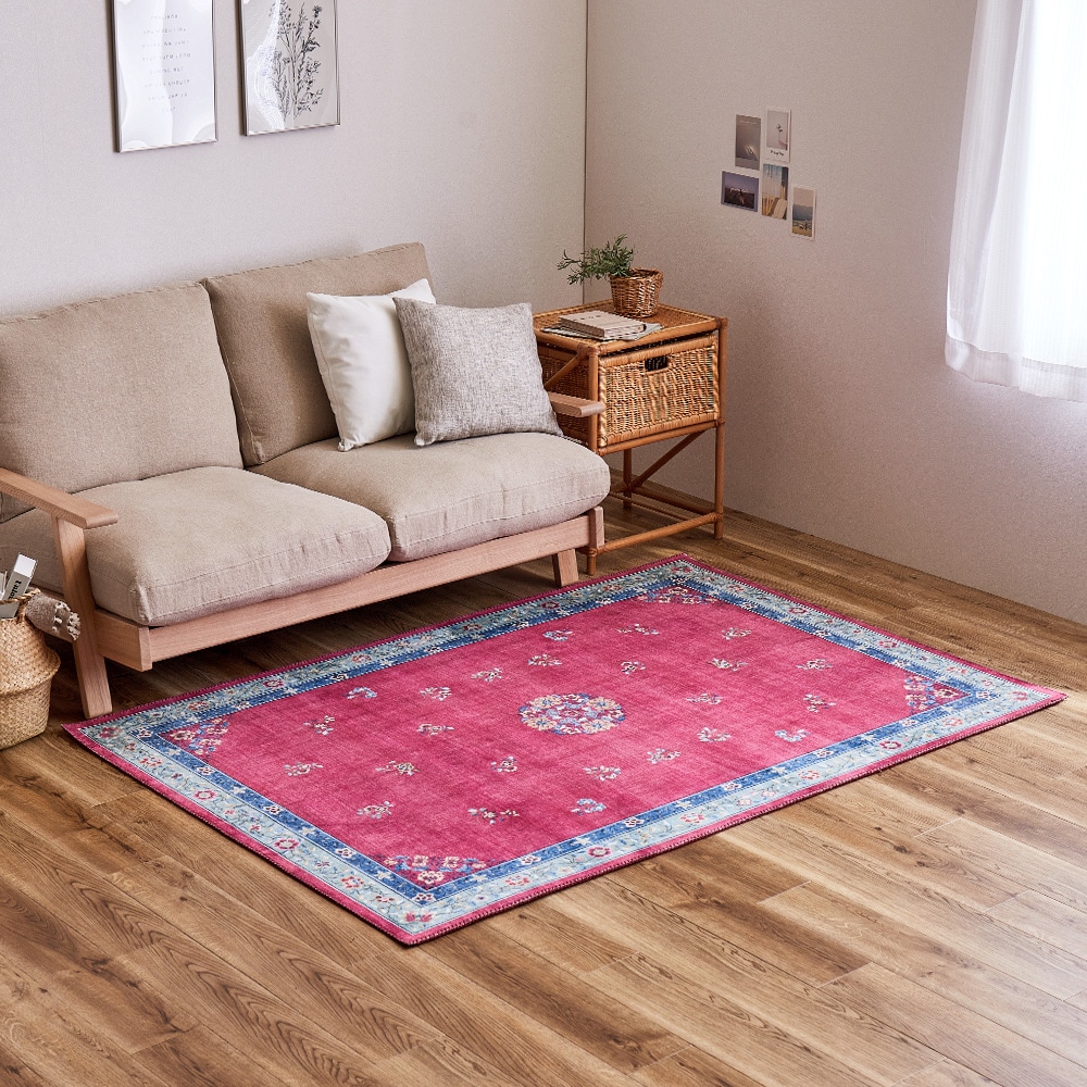 シノワズリデザインラグ ミュゲ 130×190cm ピンク メーカー直送▼返品・キャンセル不可【他商品との同時購入不可】