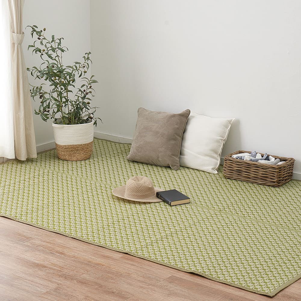 洗えるい草風カーペット ルイス 江戸間2畳 グリーン メーカー直送 ▼返品・キャンセル不可【他商品との同時購入不可】