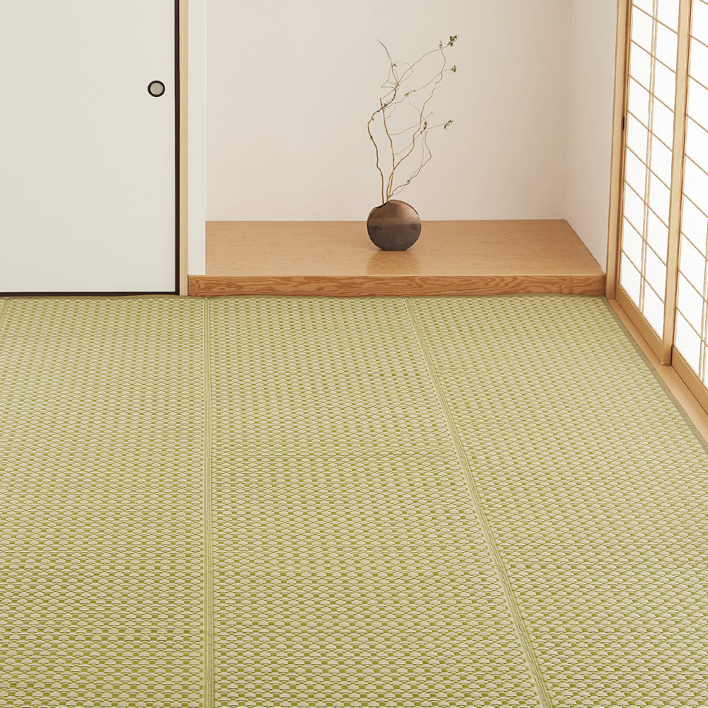 洗えるい草風カーペット ルイス 江戸間3畳 グリーン メーカー直送 ▼返品・キャンセル不可【他商品との同時購入不可】