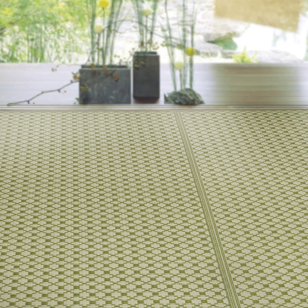 洗えるい草風カーペット ルイス 江戸間4.5畳 グリーン メーカー直送 ▼返品・キャンセル不可【他商品との同時購入不可】