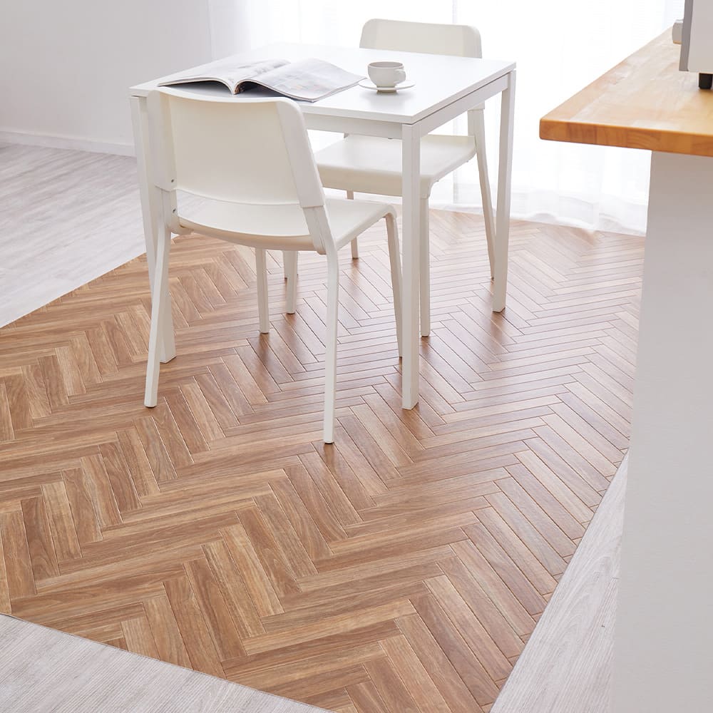 水拭きできるクッションフロア ヘリンボン 182×180 メーカー直送 ▼返品・キャンセル不可【他商品との同時購入】