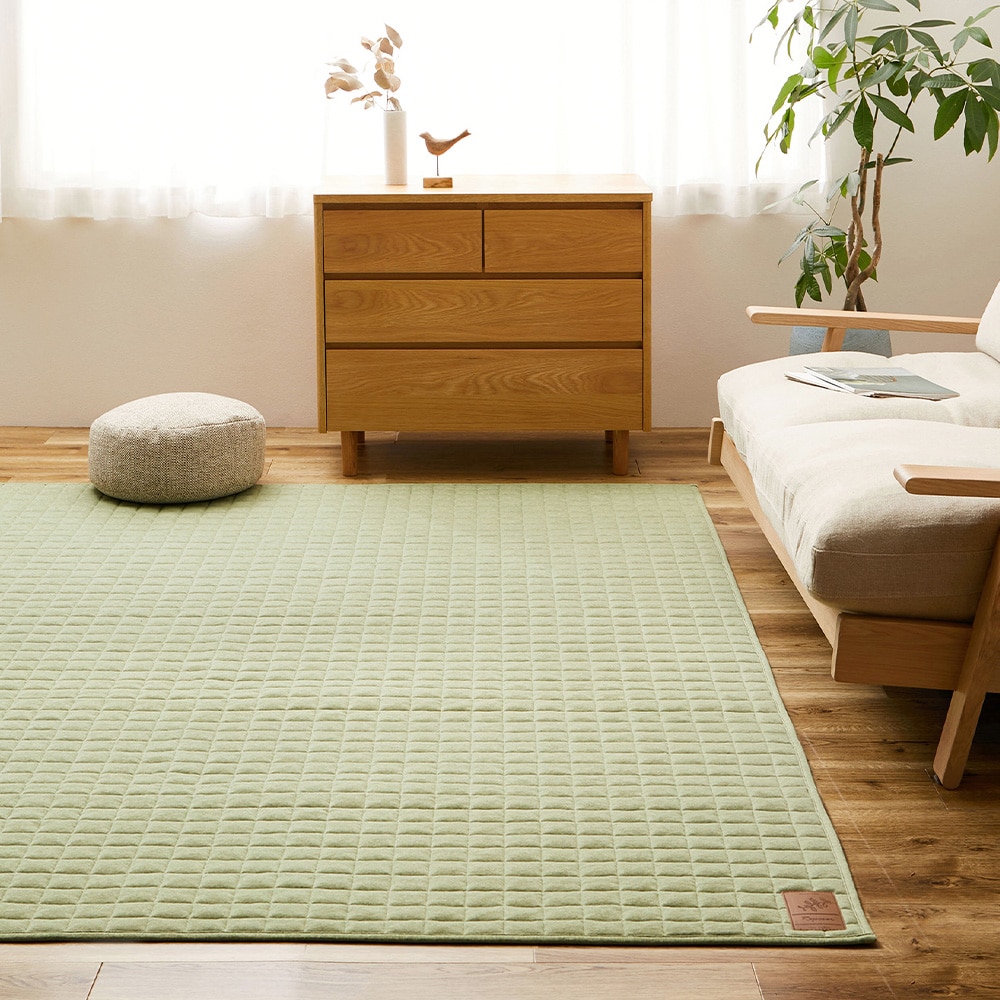 洗えるスウェットキルトラグ ココン グリーン130×190 メーカー直送?返品・キャンセル不可【他商品との同時購入不可】