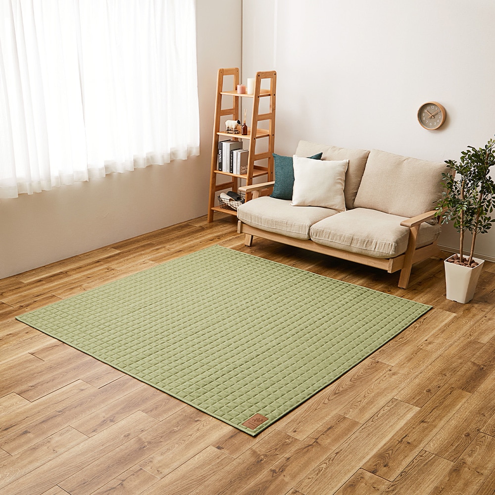 洗えるスウェットキルトラグ ココン グリーン190×190 メーカー直送?返品・キャンセル不可【他商品との同時購入不可】