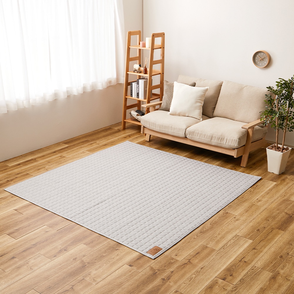 洗えるスウェットキルトラグ ココン グレー190×190 メーカー直送?返品・キャンセル不可【他商品との同時購入不可】