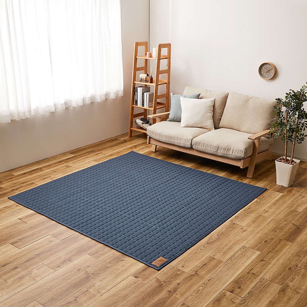 洗えるスウェットキルトラグ ココン ネイビー190×240 メーカー直送?返品・キャンセル不可【他商品との同時購入不可】