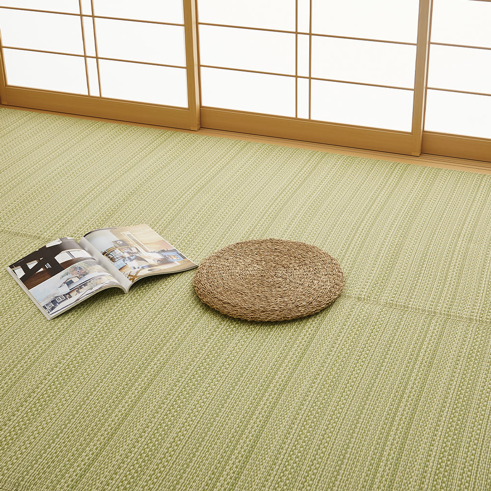 洗えるい草風カーペット ライアン 江戸間15畳 グリーン メーカー直送 ▼返品・キャンセル不可【他商品との同時購入不可】