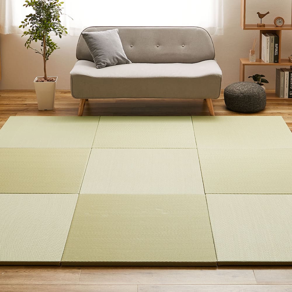 水拭きできる い草風置き畳 綾模様 グリーン 同色12枚組 メーカー直送 ▼返品・キャンセル不可【他商品との同時購入不可】