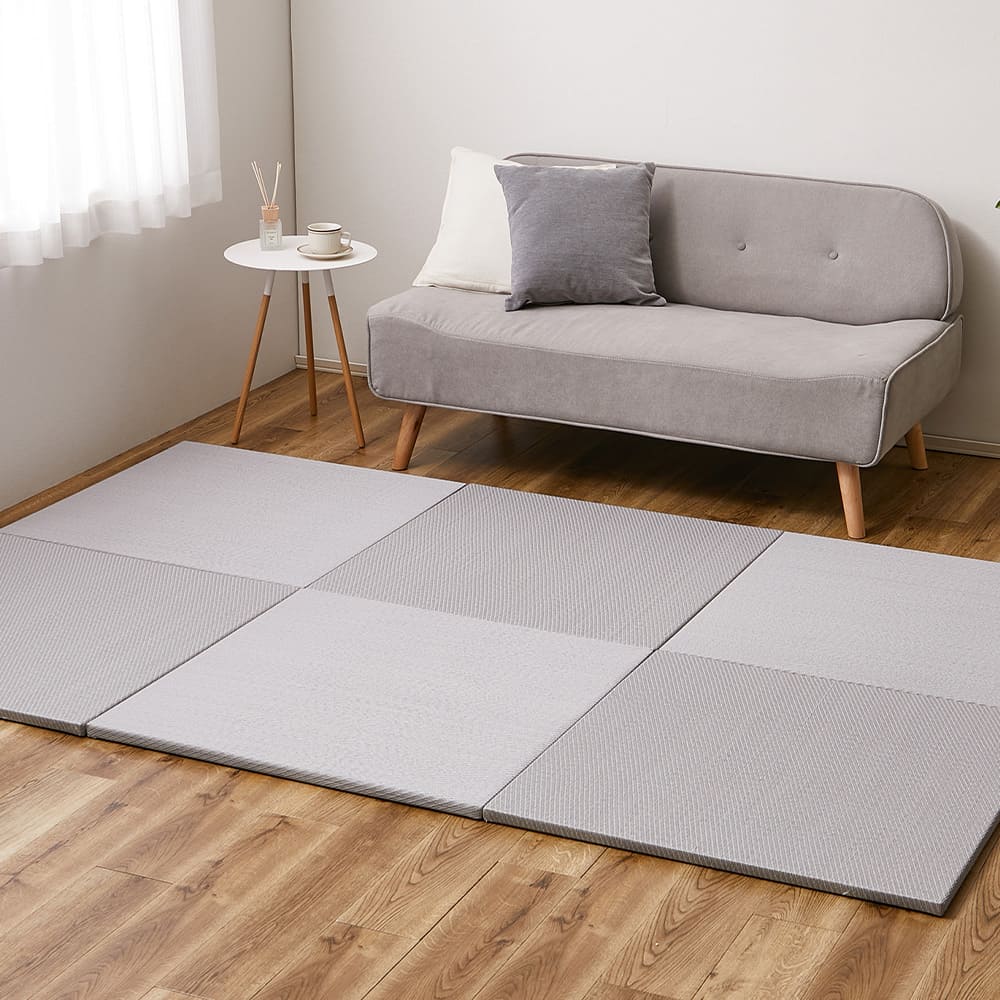 水拭きできる い草風置き畳 綾模様 ライトグレー 同色6枚組 メーカー直送 ▼返品・キャンセル不可【他商品との同時購入不可】