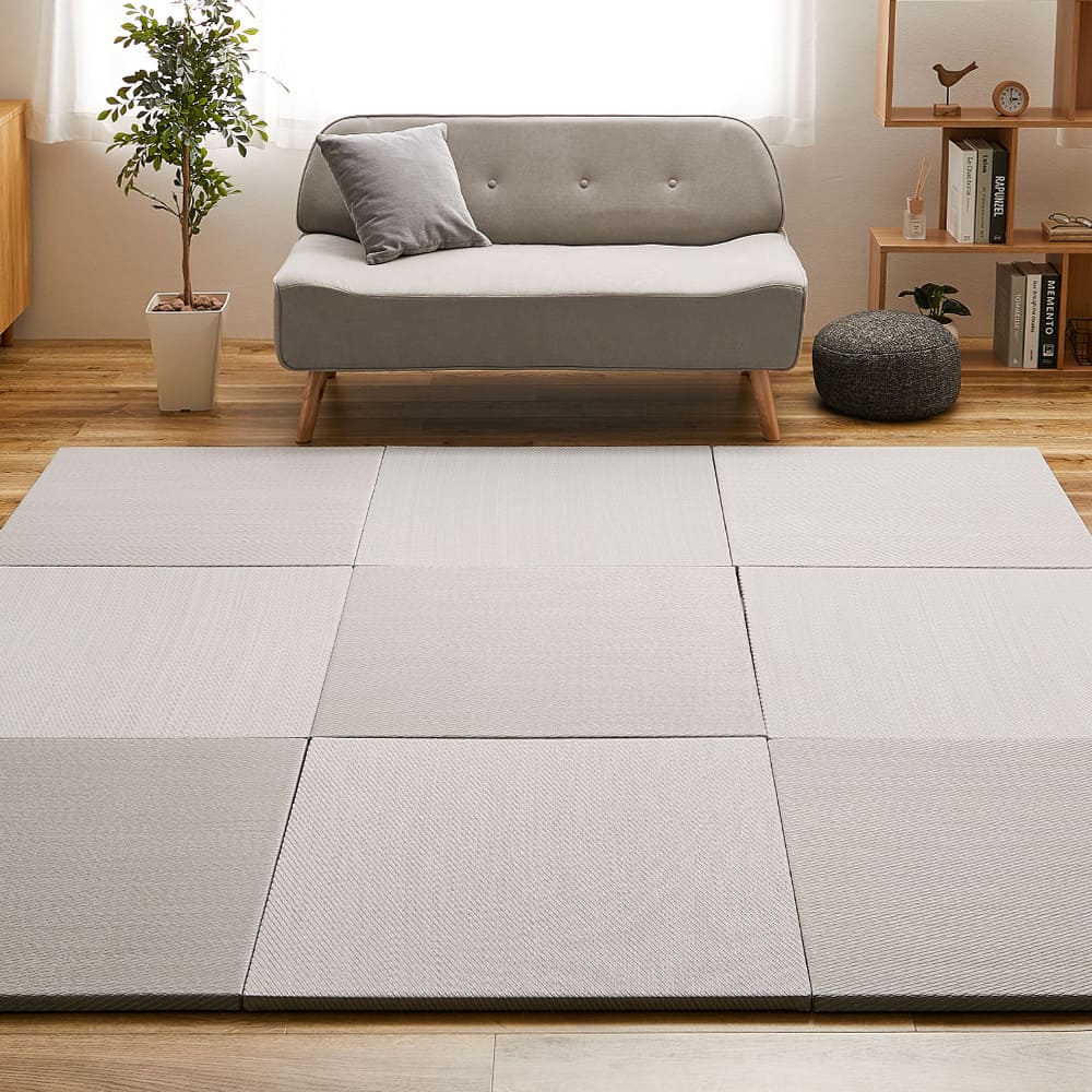 水拭きできる い草風置き畳 綾模様 ライトグレー 同色9枚組 メーカー直送 ▼返品・キャンセル不可【他商品との同時購入不可】