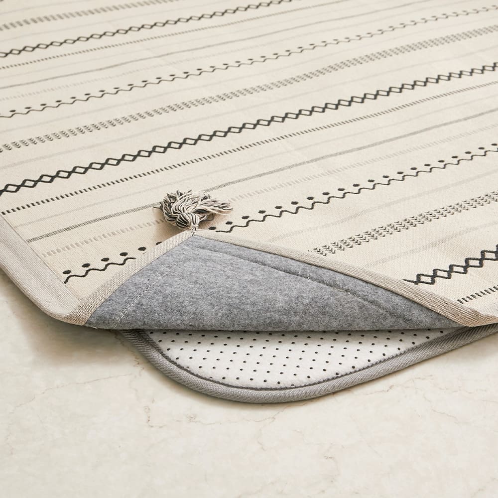 インド綿ラグ ティック アンダーラグセット ブラック メーカー直送 ▼返品・キャンセル不可【他商品との同時購入不可】