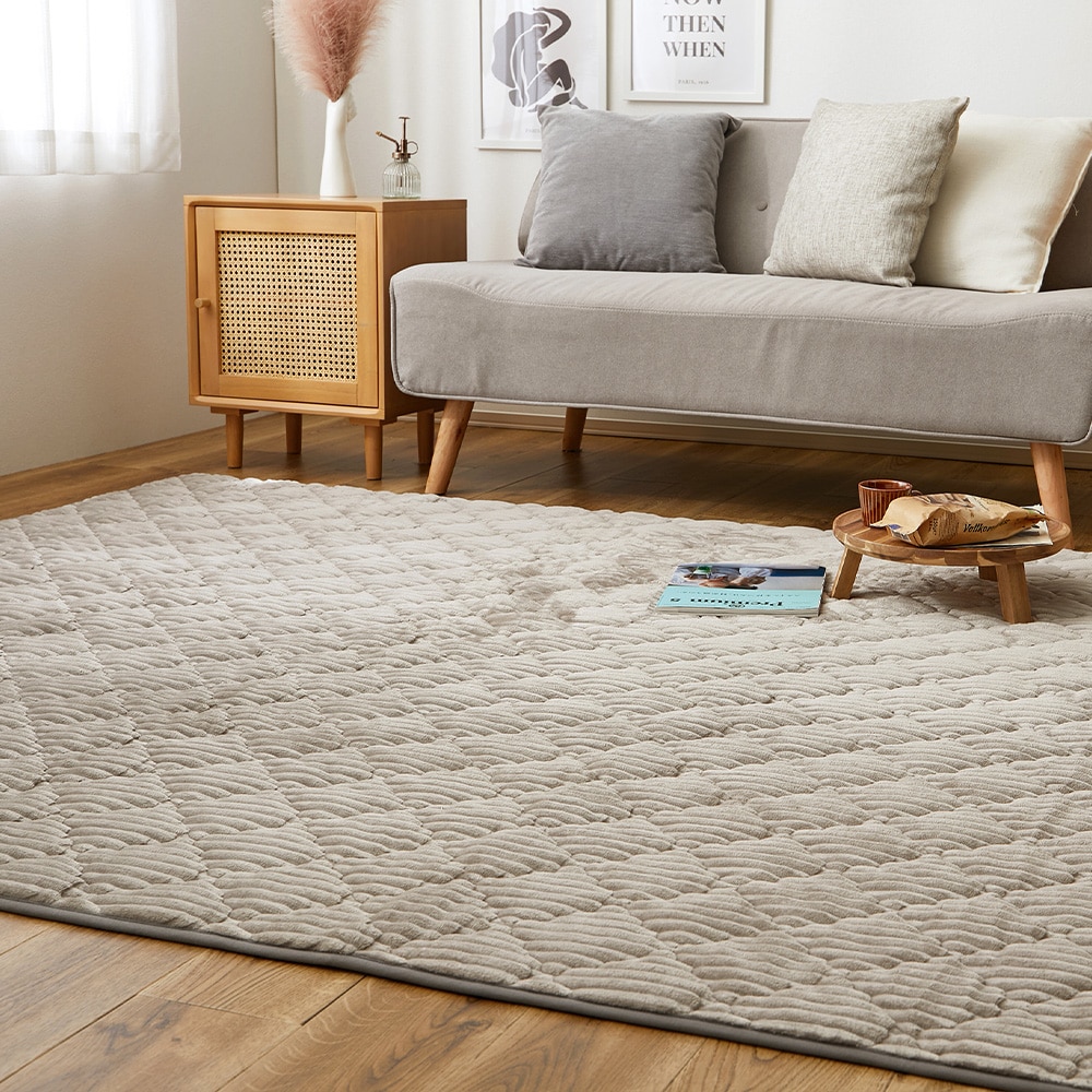 くすみカラーのストライプフランネルラグ ショコラ グレージュ メーカー直送?返品・キャンセル不可【他商品との同時購入不可】