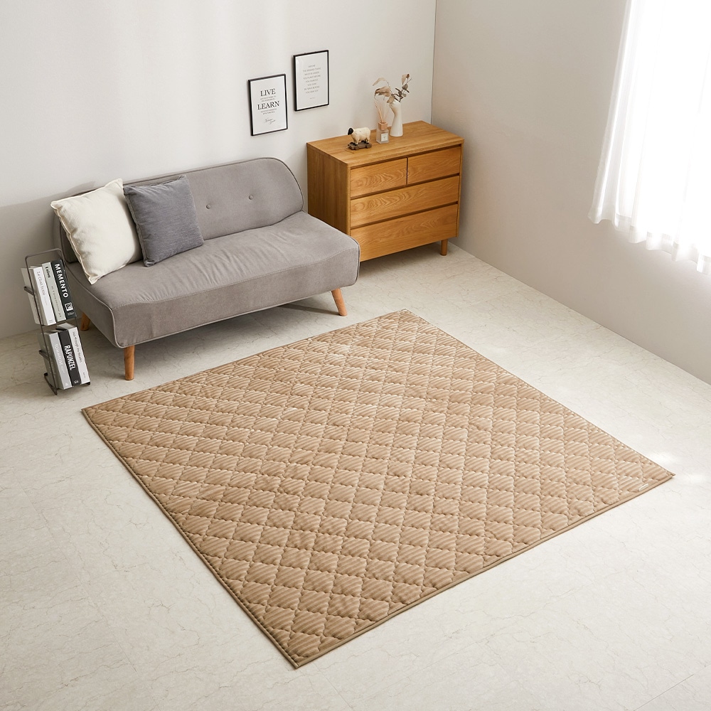 くすみカラーのストライプフランネルラグ ショコラ キャメルベージュ メーカー直送?返品・キャンセル不可【他商品との同時購入不可】