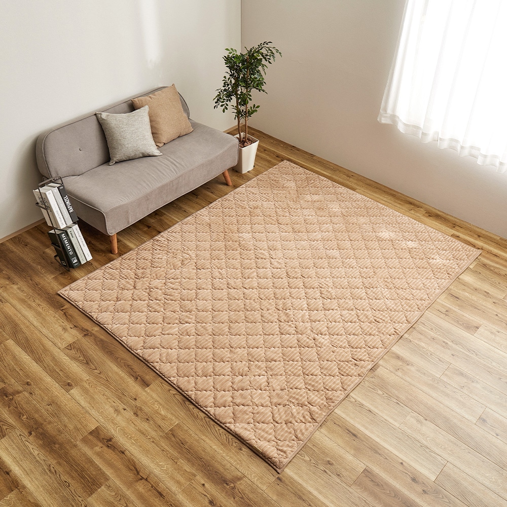 くすみカラーのストライプフランネルラグ ショコラ キャメルベージュ メーカー直送?返品・キャンセル不可【他商品との同時購入不可】