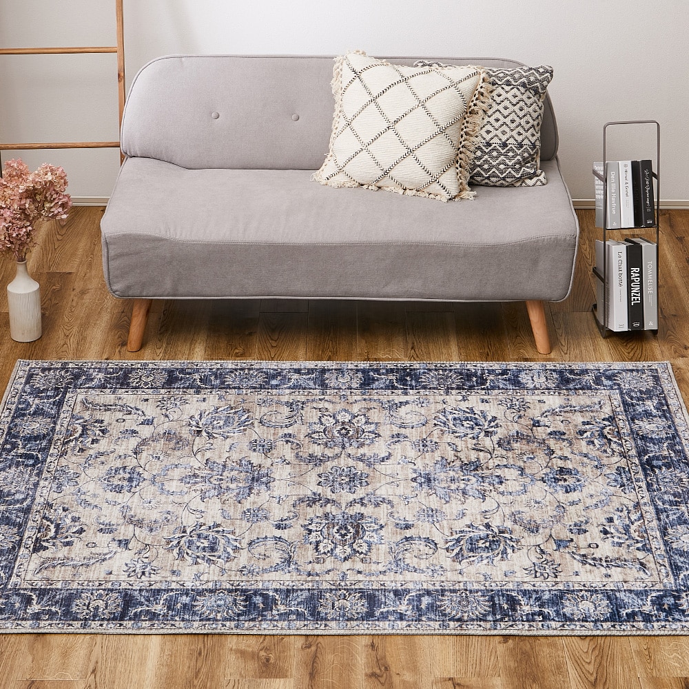 ソフトフランネルラグ ハーマル 190×190cm ネイビー メーカー直送▼返品・キャンセル不可【他商品との同時購入不可】