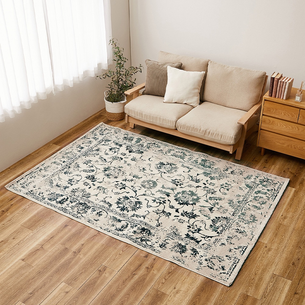 エジプト製 オリエンタル柄ウィルトンラグ カマル アイボリー メーカー直送▼返品・キャンセル不可【他商品との同時購入不可】