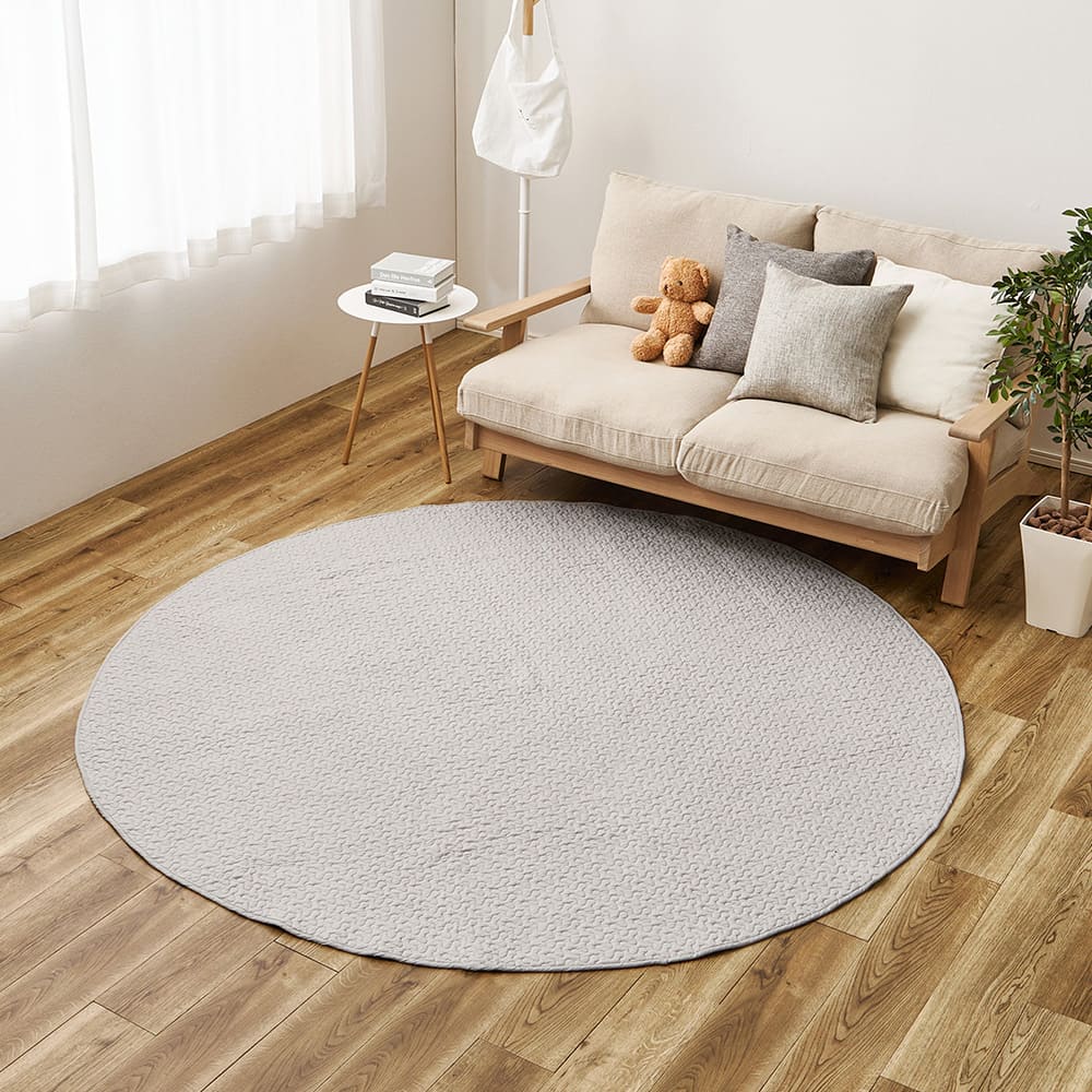 綿100%のイブルラグマット デコール 円形 グレー メーカー直送 ▼返品・キャンセル不可【他商品との同時購入】