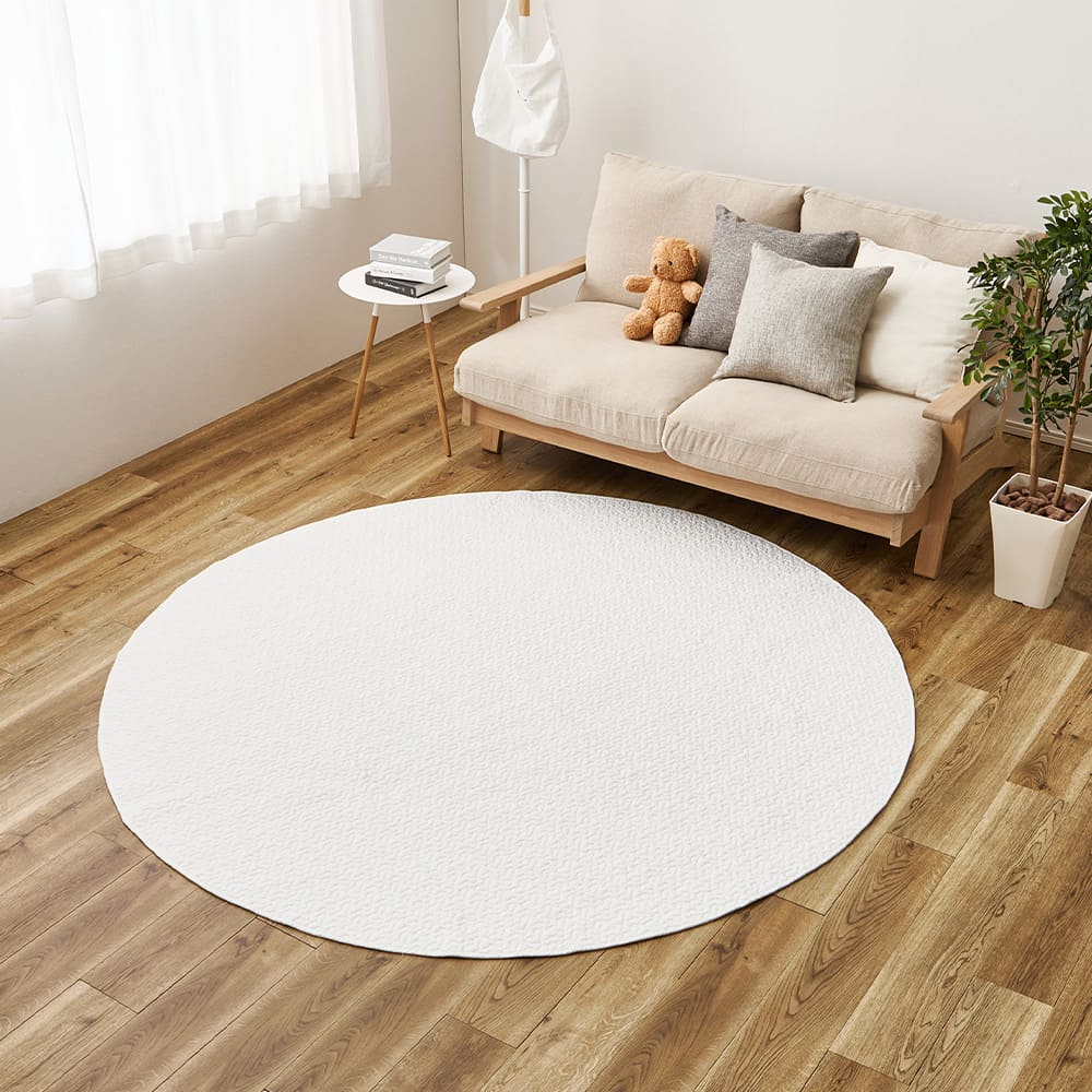 綿100%のイブルラグマット デコール 円形 アイボリー メーカー直送 ▼返品・キャンセル不可【他商品との同時購入】