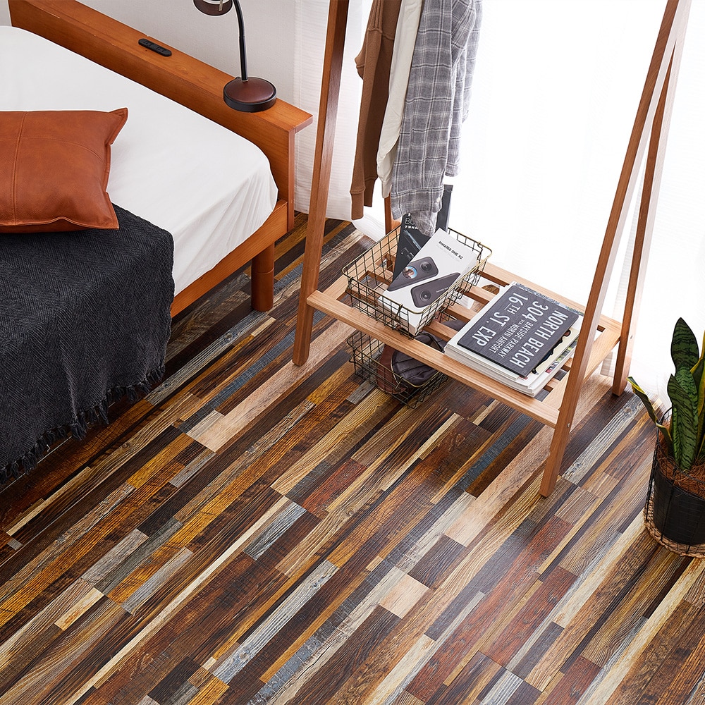 貼ってはがせる ウッド調フロアタイル メーカー直送 ▼ 返品・キャンセル不可【他商品との同時購入不可】