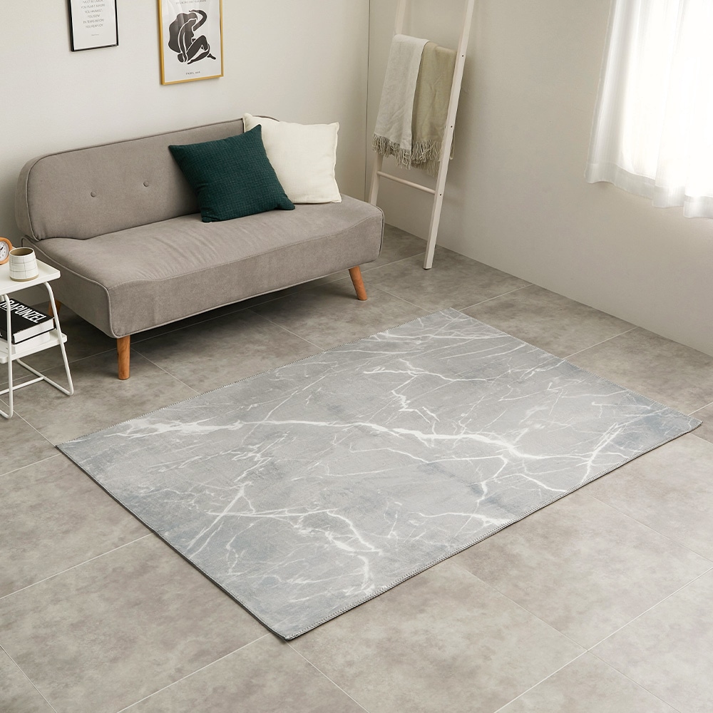 大理石柄のソフトフランネルラグ 130×190cm グレー メーカー直送▼返品・キャンセル不可【他商品との同時購入不可】