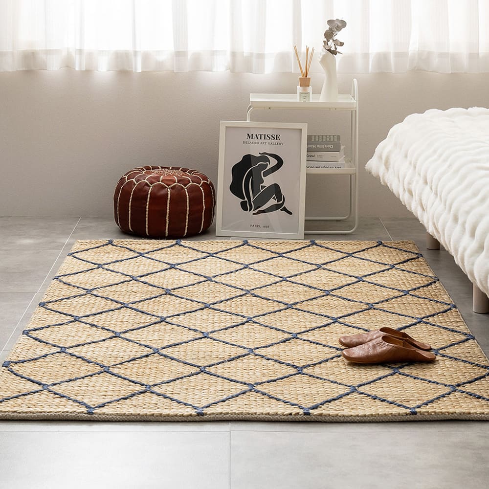 ジュートラグ モロッカン ベージュ/ネイビー 120×180 メーカー直送 ▼返品・キャンセル不可【他商品との同時購入】
