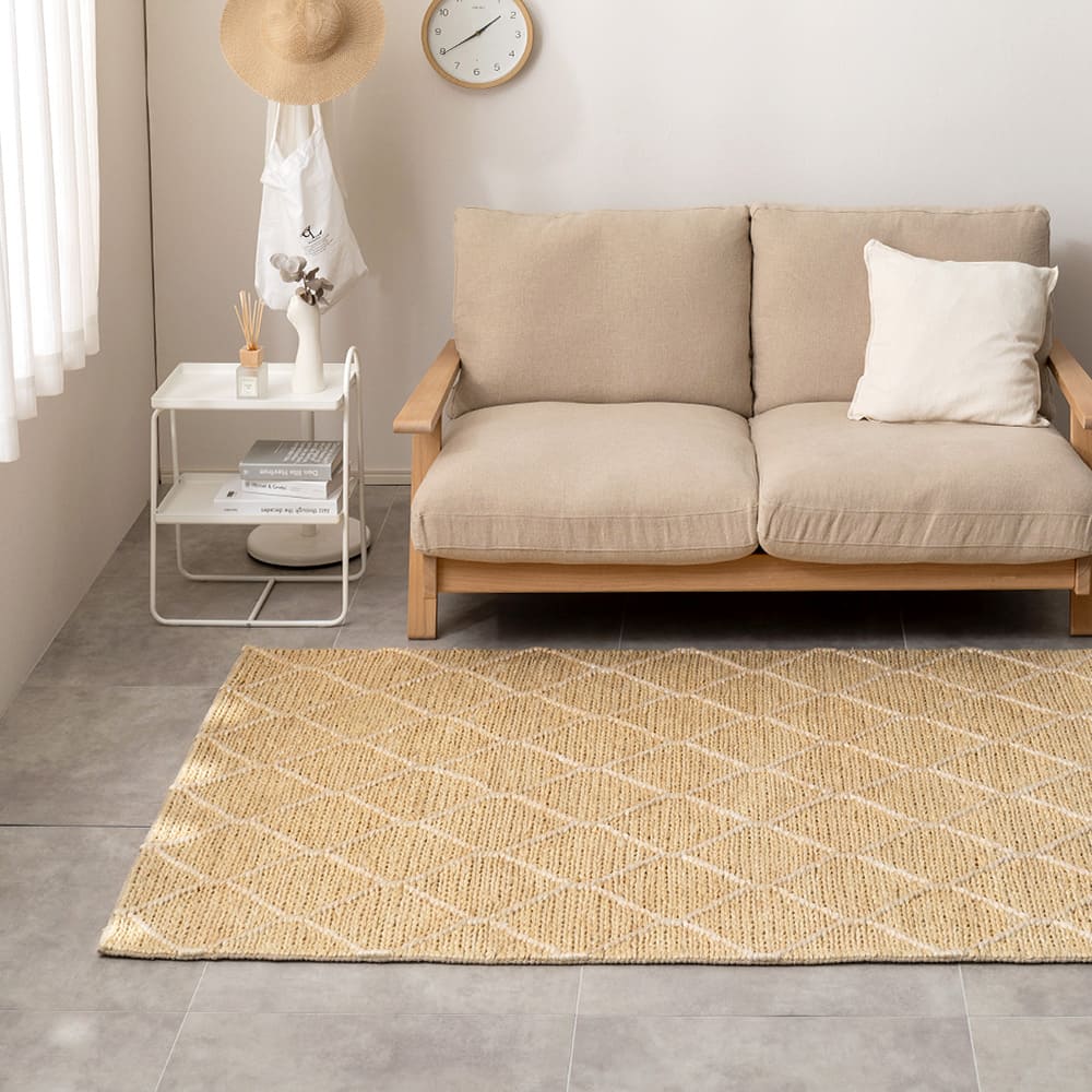 ジュートラグ モロッカン ベージュ/ホワイト 120×180 メーカー直送 ▼返品・キャンセル不可【他商品との同時購入】