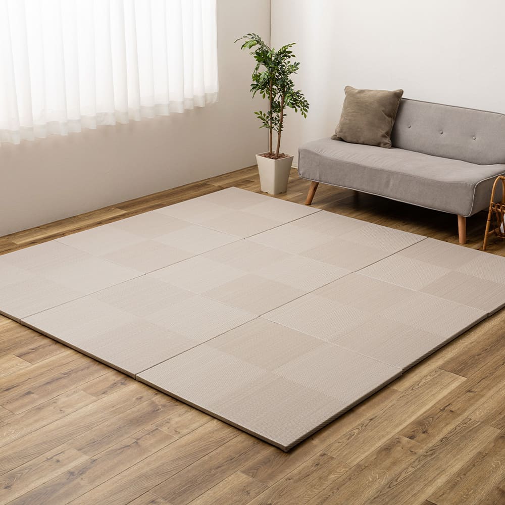 水拭きできる い草風置き畳 市松模様 グレー 6枚組 メーカー直送 ▼返品・キャンセル不可【他商品との同時購入不可】