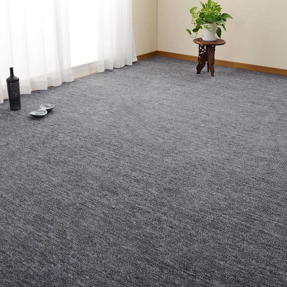 ペットにやさしい平織カーペット ラウム 255×255cm ブラック メーカー直送▼返品・キャンセル不可【他商品と同時購入不可】
