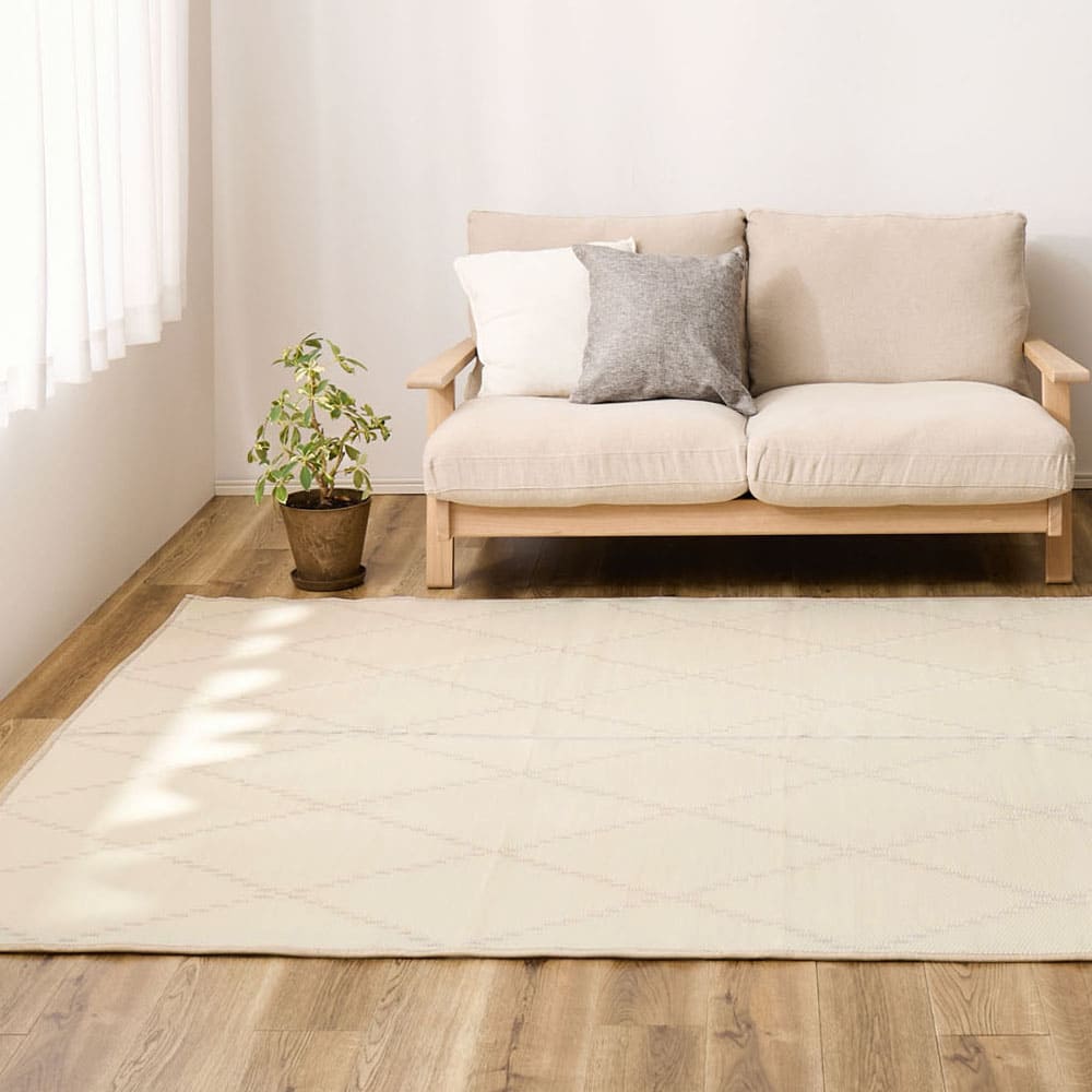 洗えるい草風カーペット モンド 江戸間3畳 アイボリー メーカー直送 ▼返品・キャンセル不可【他商品との同時購入】