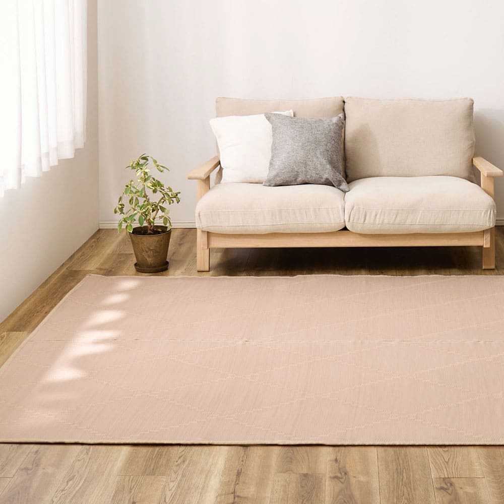 洗えるい草風カーペット モンド 江戸間4.5畳 ピンク メーカー直送 ▼返品・キャンセル不可【他商品との同時購入】