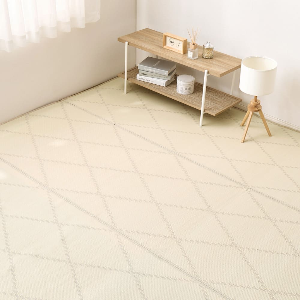 裏付き 洗えるい草風カーペット モンド 江戸間4.5畳 アイボリー メーカー直送 ▼返品・キャンセル不可【他商品との同時購入】