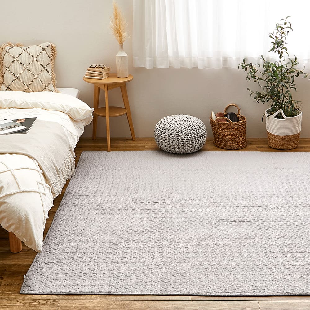 綿100%のイブルラグマット デコール 6畳用 グレー メーカー直送 ▼返品・キャンセル不可【他商品との同時購入】