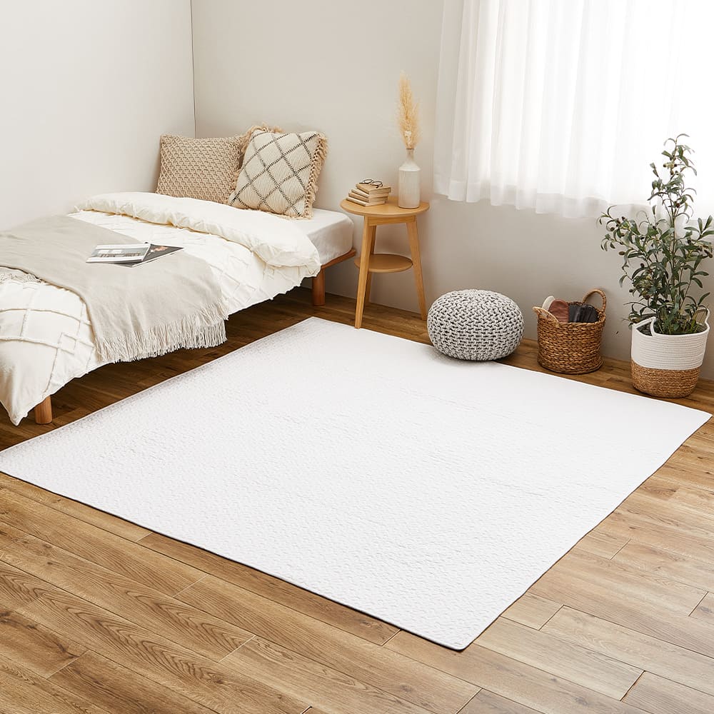 綿100%のイブルラグマット デコール 4.5畳用 アイボリー メーカー直送 ▼返品・キャンセル不可【他商品との同時購入】