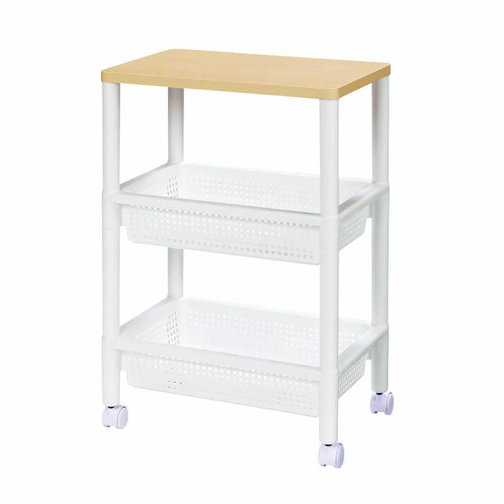 不動技研 ウッドテーブルワゴンWTW‐3S ホワイト