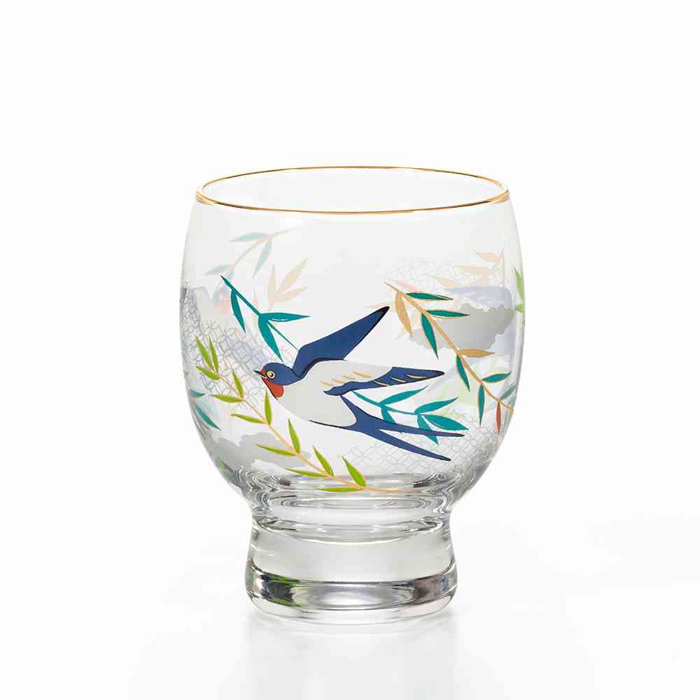 アデリア プレミアムニッポンテイスト 吉祥花鳥 酒グラス 燕と柳 1個