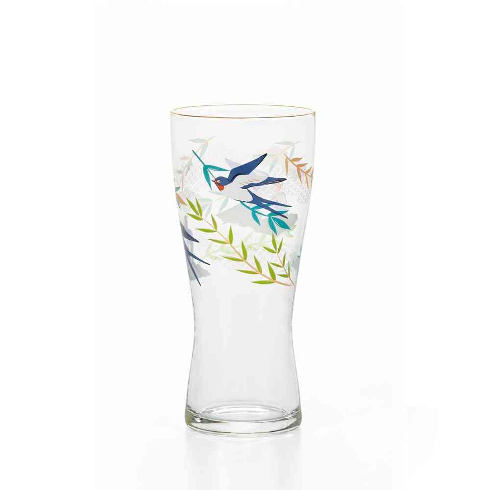 アデリア プレミアムニッポンテイスト 吉祥花鳥 ビアグラス 燕と柳 1個