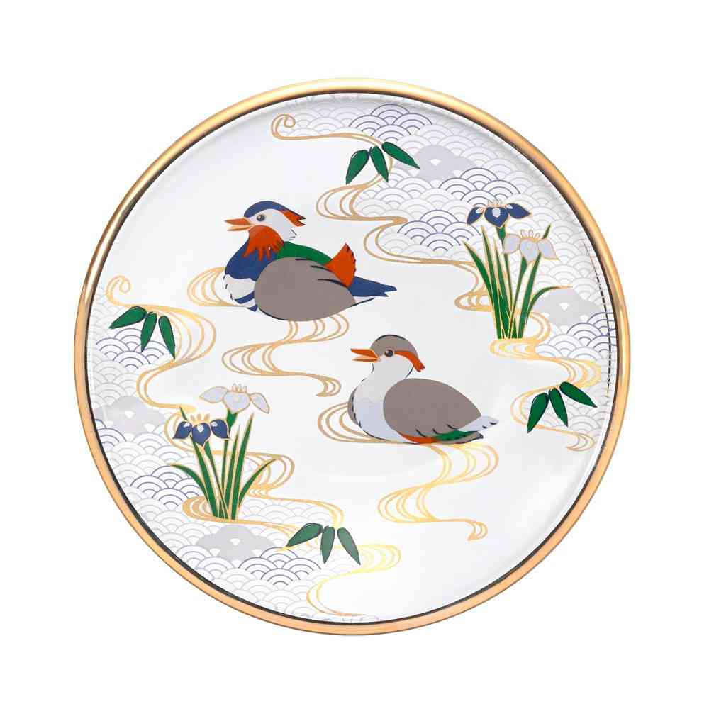 アデリア プレミアムニッポンテイスト 吉祥花鳥 丸皿 鴛鴦と菖蒲 1個