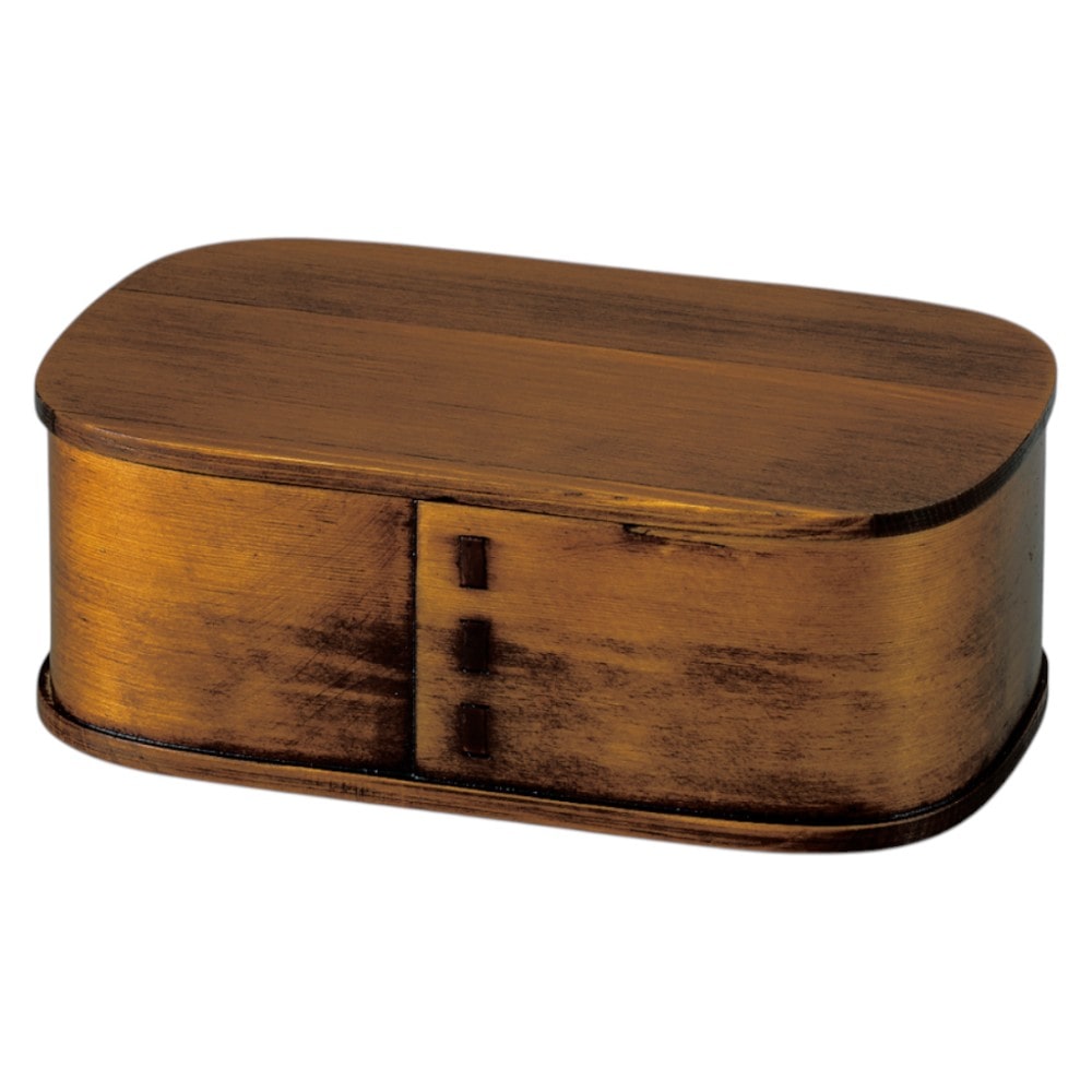 たつみや パッキン付木製わっぱ一段弁当 ブラウン