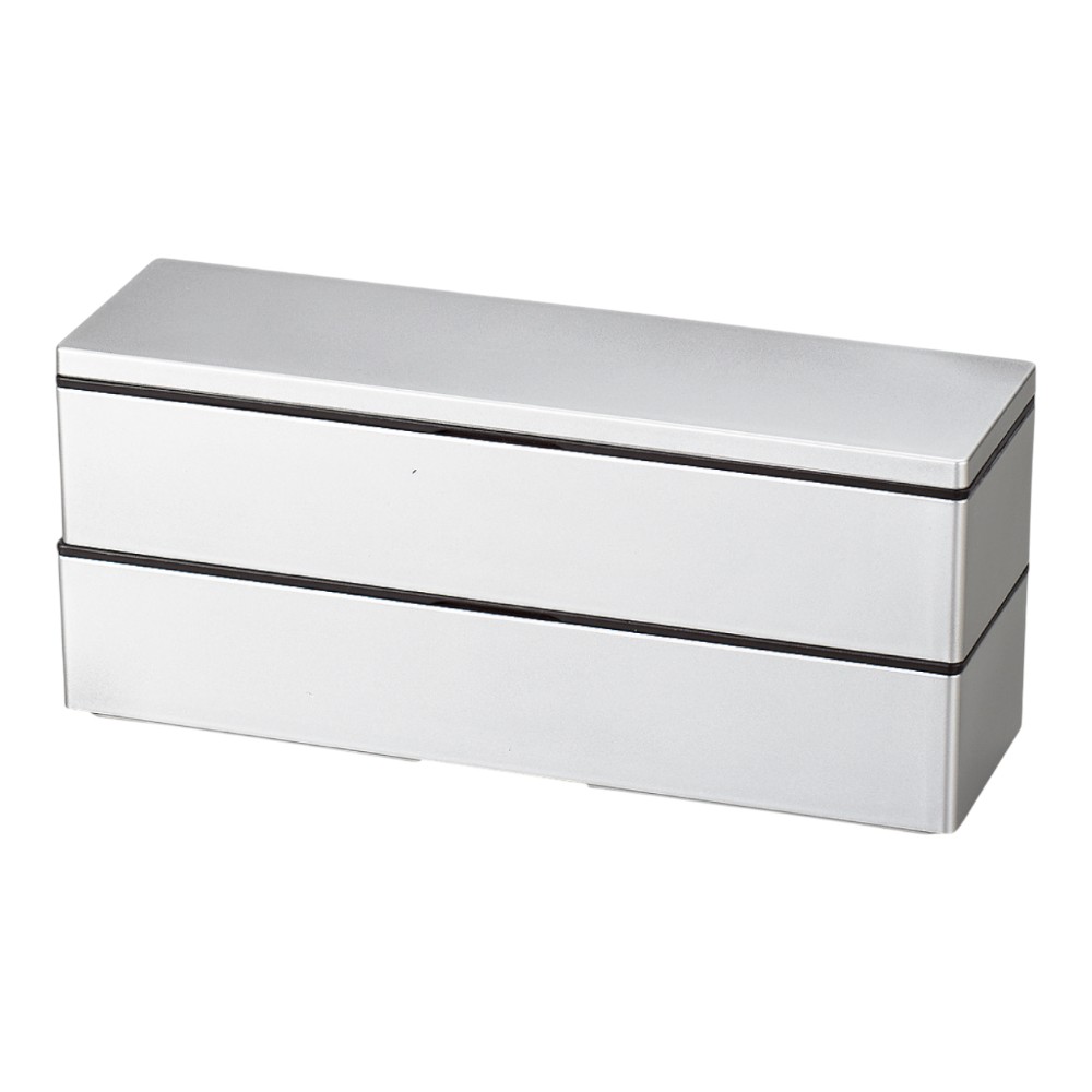 たつみや メンズスリム2段弁当 メタリックシルバー