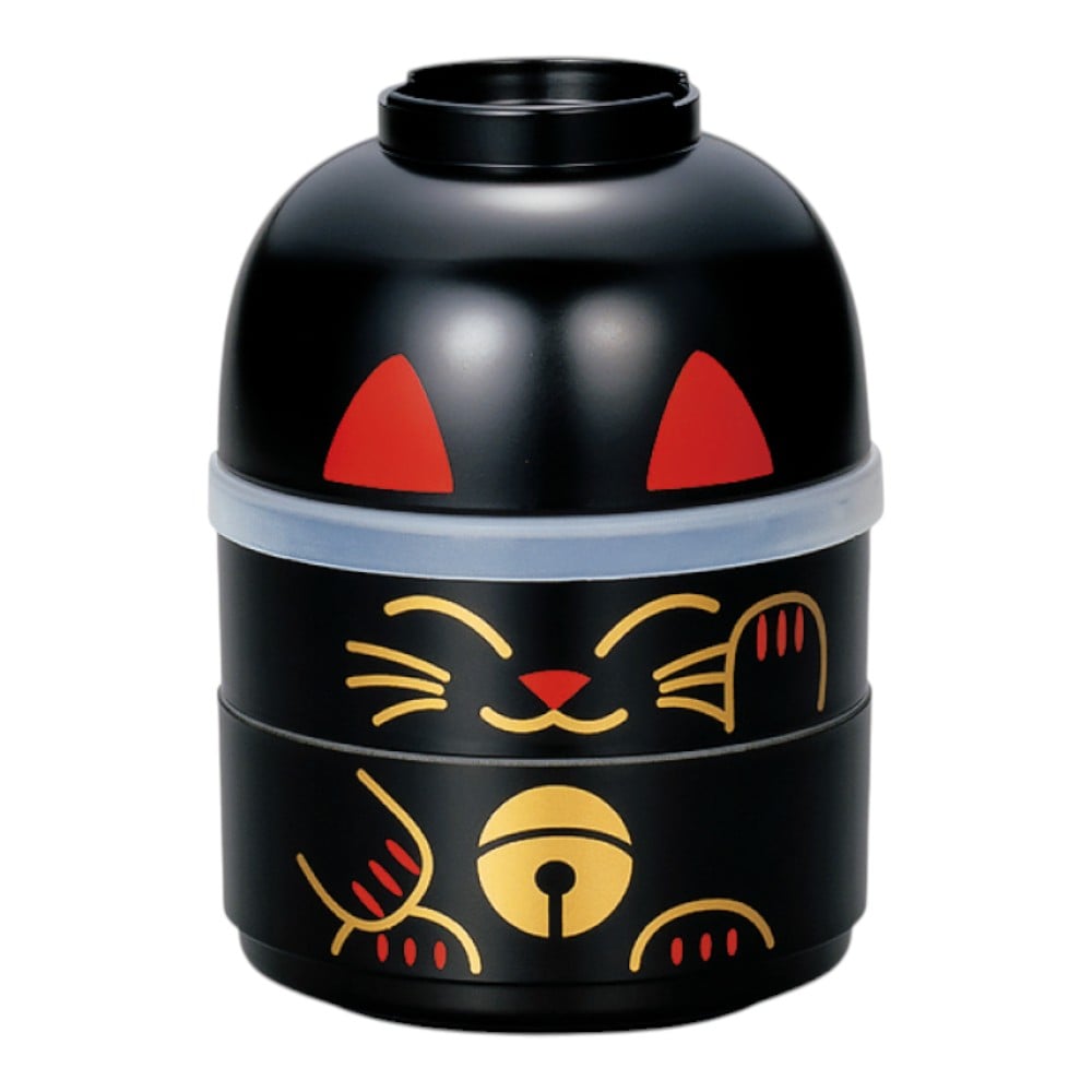 たつみや こけし二段弁当 まねきねこ 黒