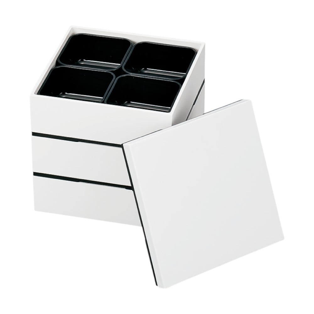 たつみや レンジ対応15.0角三段重 ホワイト