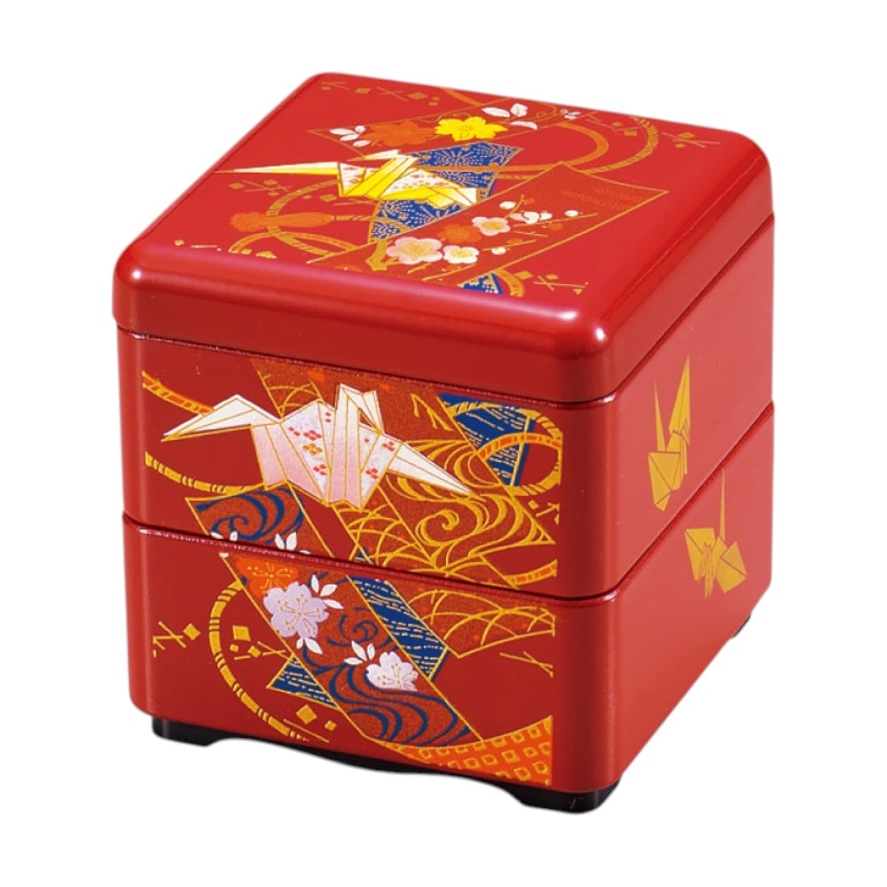 たつみや ミニお重珍味角 朱折鶴