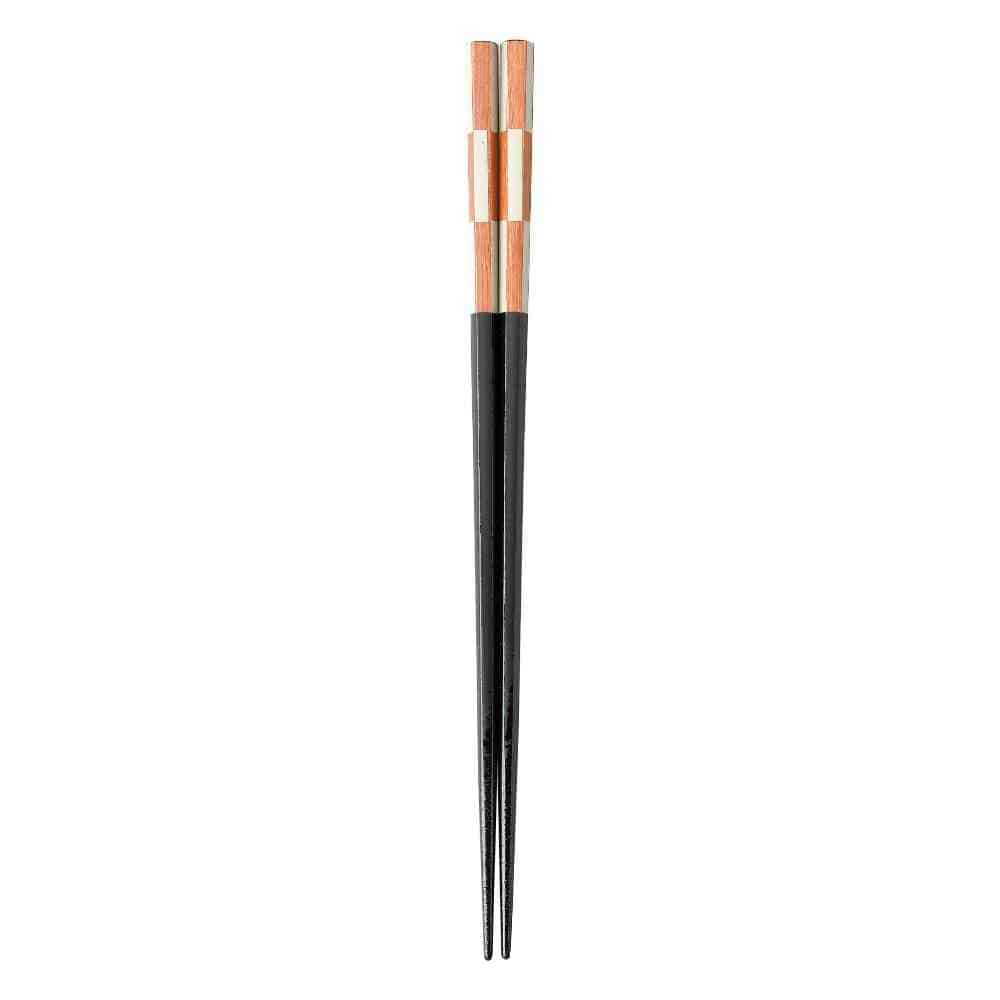 イシダ 箸 六角 市松 23cm 1膳