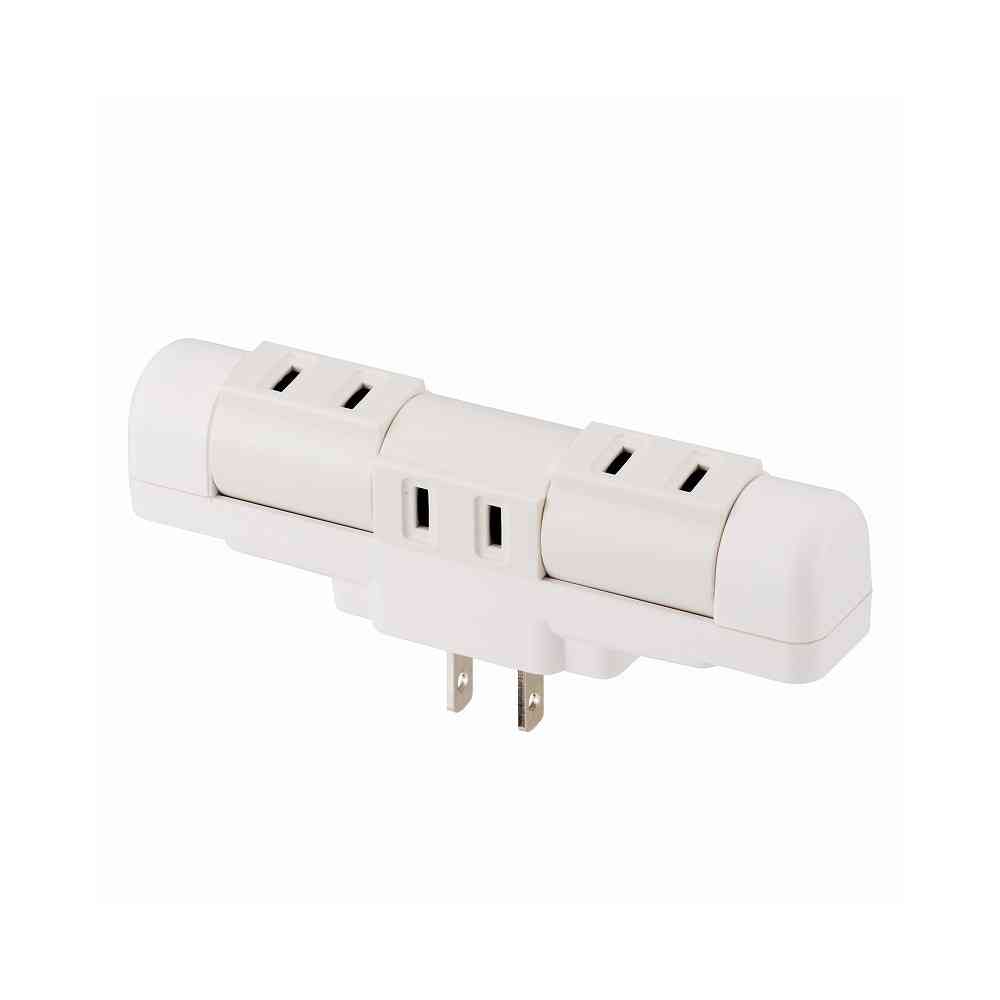 オーム電機 独立回転タップ 壁コンセント用 3個口 HS-A1250W