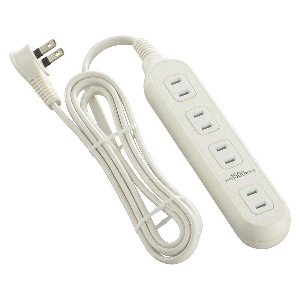 オーム電機 4個口タップ 1.5m