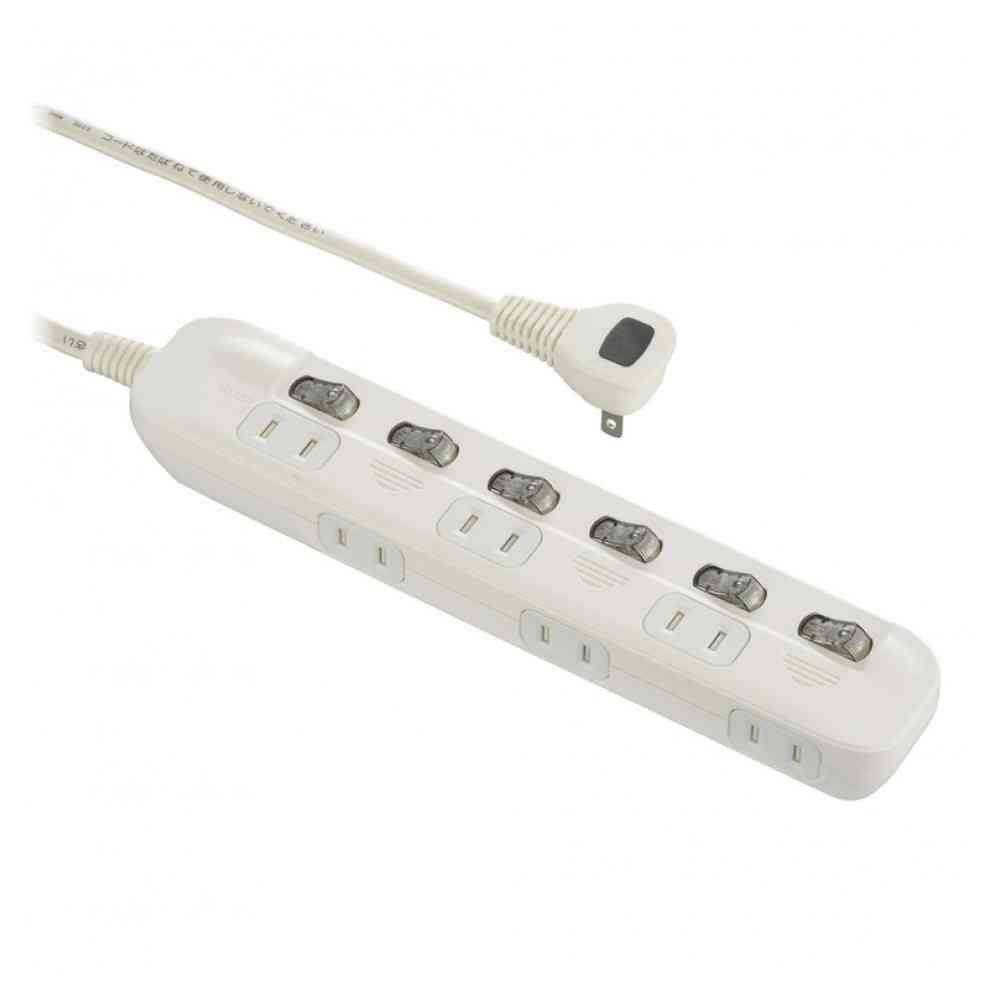 オーム電機 電源タップ 交互コンセント 6個口 2m HS-TP62ADW22