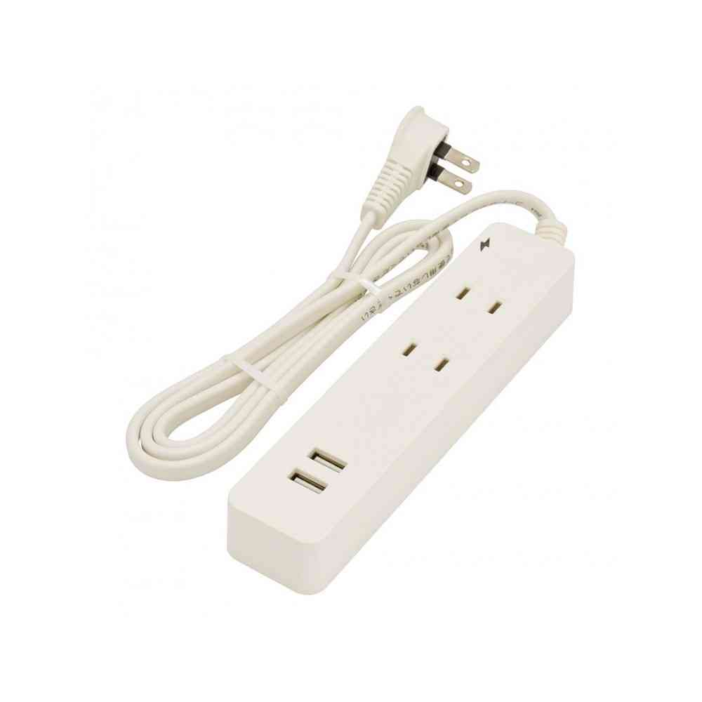 オーム電機 2個口タップ 雷ガード／USBポート付き 1m HS-TKU21W22