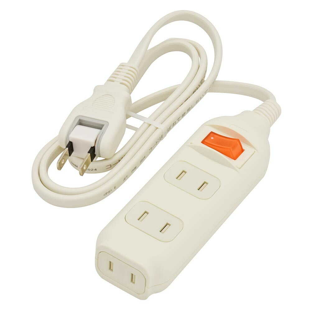 オーム電機 3個口タップ 集中スイッチ付き 1m